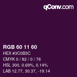Color code: RGB 60 11 60 | qconv.com