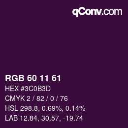 カラーコード: RGB 60 11 61 | qconv.com