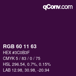 カラーコード: RGB 60 11 63 | qconv.com