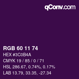 カラーコード: RGB 60 11 74 | qconv.com