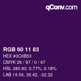 カラーコード: RGB 60 11 83 | qconv.com