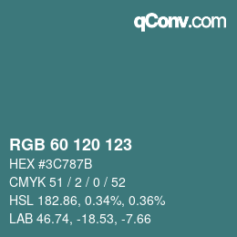 カラーコード: RGB 60 120 123 | qconv.com