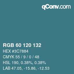 カラーコード: RGB 60 120 132 | qconv.com