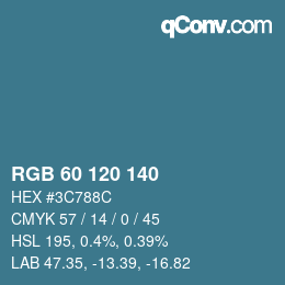 颜色代码: RGB 60 120 140 | qconv.com