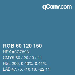 颜色代码: RGB 60 120 150 | qconv.com