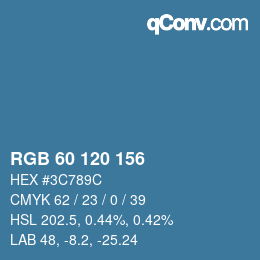カラーコード: RGB 60 120 156 | qconv.com