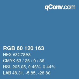 カラーコード: RGB 60 120 163 | qconv.com