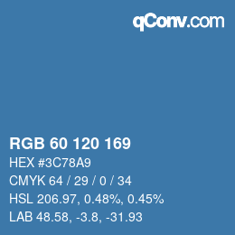 カラーコード: RGB 60 120 169 | qconv.com