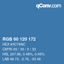 カラーコード: RGB 60 120 172 | qconv.com