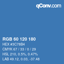 颜色代码: RGB 60 120 180 | qconv.com