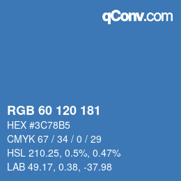 カラーコード: RGB 60 120 181 | qconv.com