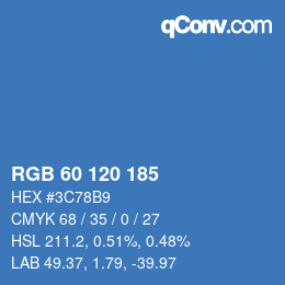颜色代码: RGB 60 120 185 | qconv.com