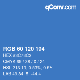 カラーコード: RGB 60 120 194 | qconv.com