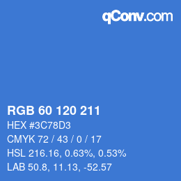 颜色代码: RGB 60 120 211 | qconv.com