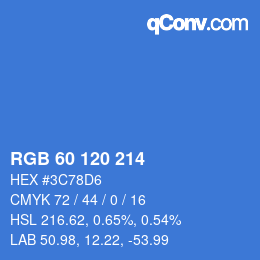カラーコード: RGB 60 120 214 | qconv.com