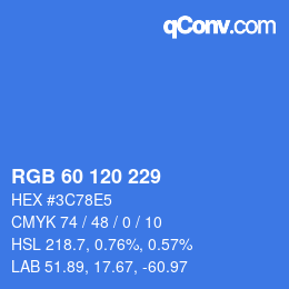 カラーコード: RGB 60 120 229 | qconv.com