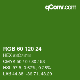 Color code: RGB 60 120 24 | qconv.com