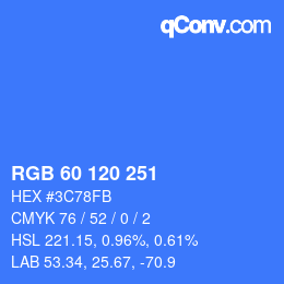颜色代码: RGB 60 120 251 | qconv.com