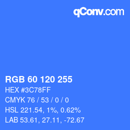 カラーコード: RGB 60 120 255 | qconv.com