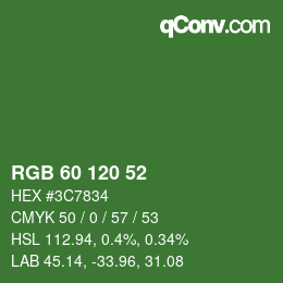カラーコード: RGB 60 120 52 | qconv.com
