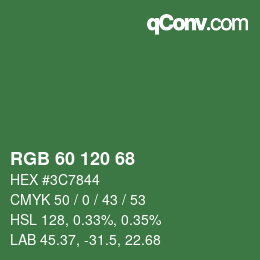 カラーコード: RGB 60 120 68 | qconv.com