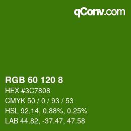 颜色代码: RGB 60 120 8 | qconv.com