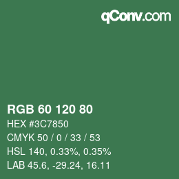 颜色代码: RGB 60 120 80 | qconv.com