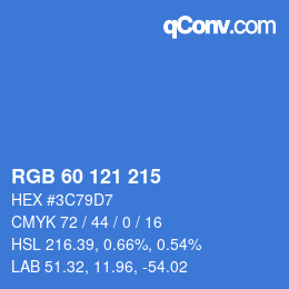 カラーコード: RGB 60 121 215 | qconv.com