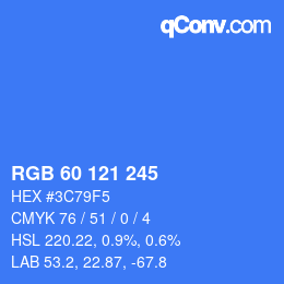 カラーコード: RGB 60 121 245 | qconv.com