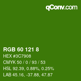 カラーコード: RGB 60 121 8 | qconv.com