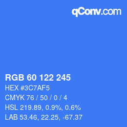 Color code: RGB 60 122 245 | qconv.com
