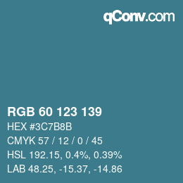 颜色代码: RGB 60 123 139 | qconv.com