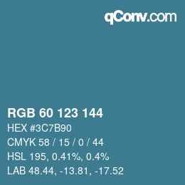 颜色代码: RGB 60 123 144 | qconv.com