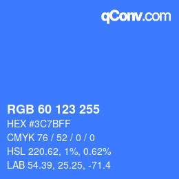 カラーコード: RGB 60 123 255 | qconv.com