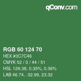 Código de color: RGB 60 124 70 | qconv.com