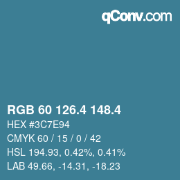 カラーコード: RGB 60 126.4 148.4 | qconv.com