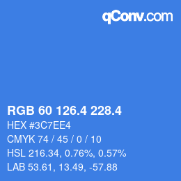 カラーコード: RGB 60 126.4 228.4 | qconv.com