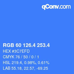 カラーコード: RGB 60 126.4 253.4 | qconv.com