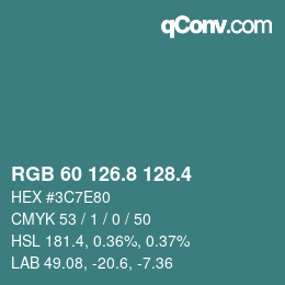 カラーコード: RGB 60 126.8 128.4 | qconv.com