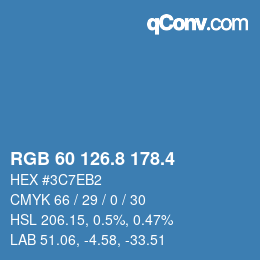カラーコード: RGB 60 126.8 178.4 | qconv.com