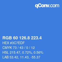 カラーコード: RGB 60 126.8 223.4 | qconv.com