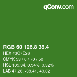 カラーコード: RGB 60 126.8 38.4 | qconv.com