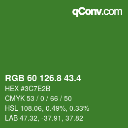 カラーコード: RGB 60 126.8 43.4 | qconv.com