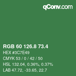 カラーコード: RGB 60 126.8 73.4 | qconv.com