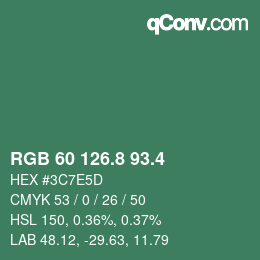 カラーコード: RGB 60 126.8 93.4 | qconv.com
