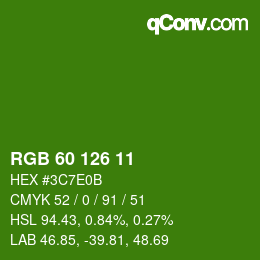 カラーコード: RGB 60 126 11 | qconv.com