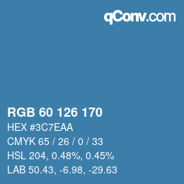 颜色代码: RGB 60 126 170 | qconv.com
