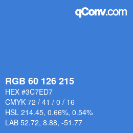 カラーコード: RGB 60 126 215 | qconv.com