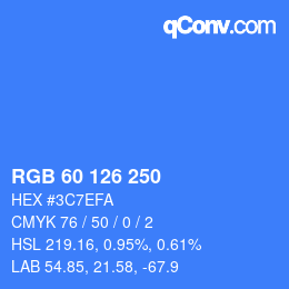 Color code: RGB 60 126 250 | qconv.com