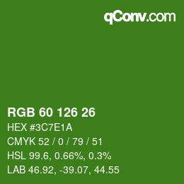 Color code: RGB 60 126 26 | qconv.com